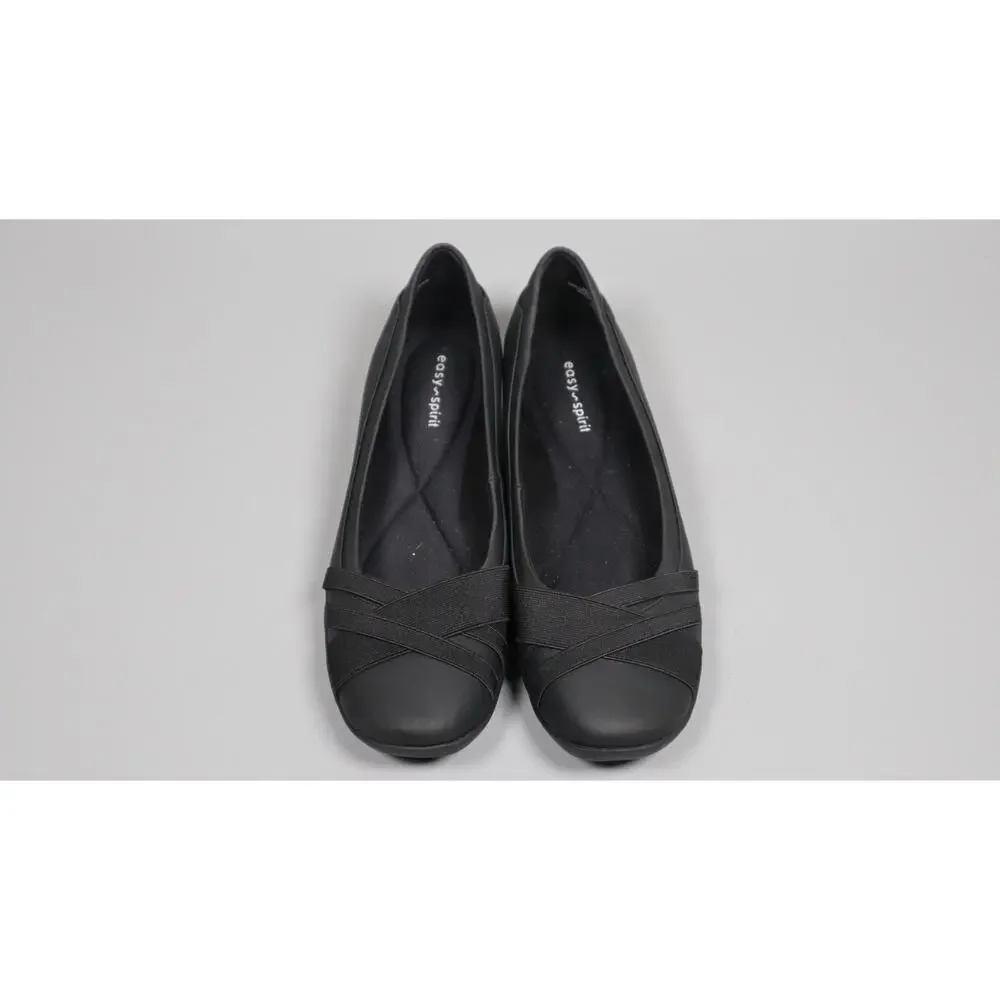 Easy Spirit Acasia Women's Slip On Black Loafers Flats Size 8 W Wide Leather